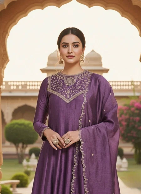 Kf 55 Vichitra Silk Embroidered Work Top With Bottom Dupatta Wholesale Market In Surat